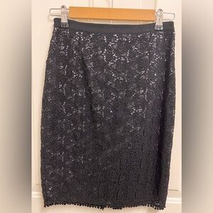 Rebecca Taylor Black Lace Midi Pencil Skirt